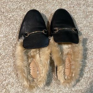 Faux leather slippers